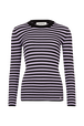 Striped Long-Sleeved Crew Neck Sweater Striped black/lilac front view