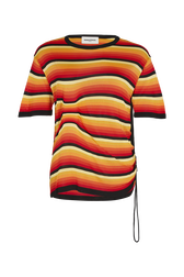 Short-sleeved striped jumper Orange front view