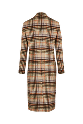 Manteau motif tartan en laine brossé Carreaux écru/lilas vue de dos