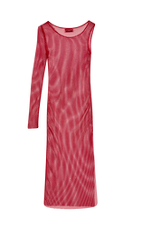 Women Asymmetric Slit Long Dress Red back view