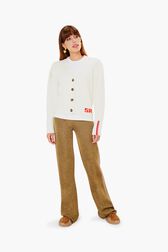 Wool Cardigan SR White front worn view