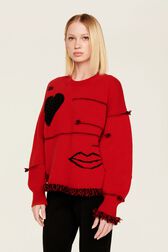 Pull laine intarsia charms femme Rouge vue de détail 3
