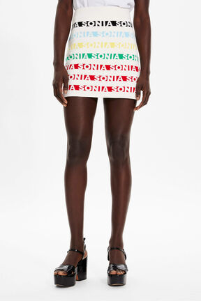 Jupe courte rayée multicolore femme Multico blanc vue de détail 1