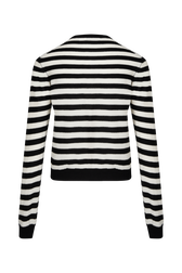 Women Poorboy knitted striped cardigan Black/white back view