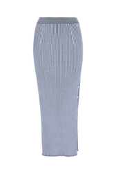 Ribbed midi skirt Blue front view