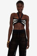 Bandeau rayures ajourées femme Raye noir/ecru vue de détail 1
