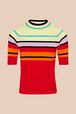 Women Multicolor Short Sleeve Pullover Red front view