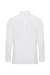 Poplin Shirt with Rhinestone Buttons White back view