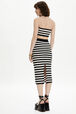 Women Poor Boy Striped Wool Maxi Skirt Black/white back worn view