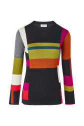 Women Multicolor Baby Alpaca Long Sweater Multico crea front view