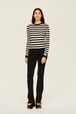 Sweater Big Poor Boy rayé femme Raye noir/blanc vue portée de face