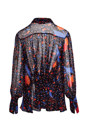 Chemise viscose motif cerise femme Noir vue de dos
