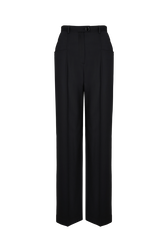 High-waisted trousers in cold wool Black front view