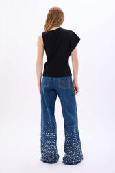 Top asymétrique à bretelle détail chaine Noir vue portée de dos
