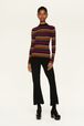 Women Stripped Sock Sweater Multi icon fuchsia strip. details view 2