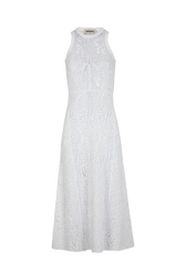 Robe en maille à col rond sans manches Blanc vue de face