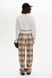 Brushed Wool Tartan Trousers Check ecru/lilac back worn view