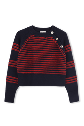 Red-striped sweater Navy front view