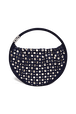 Domino medium bag in suede and studs Navy front view