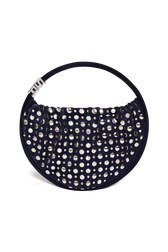 Sac Domino médium en suède et studs Navy vue de face