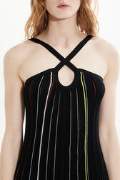Robe plissée rayée multicolore femme Noir vue de détail 2