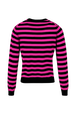 Women Brushed Poor Boy Striped Sweater Black/fuchsia back view