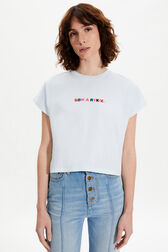 T-shirt coton multicolore signature femme Baby blue vue de détail 1