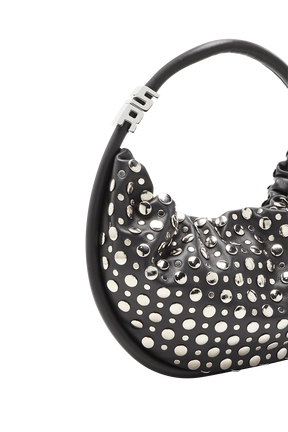 Domino Medium Leather with studs bag Black details view 2