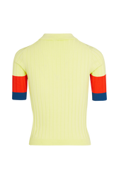 Women Ribbed Viscose Polo Shirt Baby yellow back view