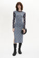 Robe col rond à manches longues Bleu vue portée de face