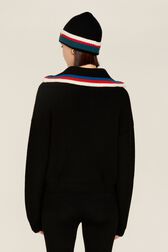 Pull col camionneur laine cachemire côtelé femme Noir vue portée de dos