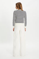 Pull rayé à col rond 1968 Navy vue portée de dos