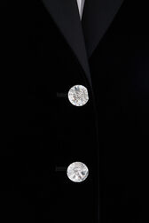 Long velvet coat Black details view 2
