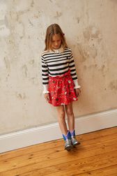 Pull marinière fille Raye noir/blanc vue portée de face