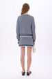Cardigan marinière en coton mélangée Raye blanc / bleu vue portée de dos