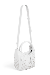 Mini tote bag in leather White back view