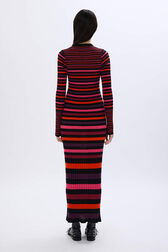 Striped woolen dress Striped multico back worn view