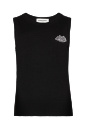 Knitted tank top in merino wool and silk Black front view