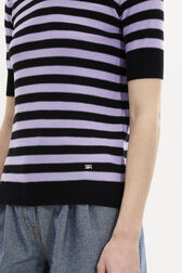 Striped Short-Sleeved Crew Neck Sweater Striped black/lilac details view 2