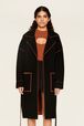 Manteau double face laine femme Noir vue portée de face