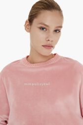 Women Velvet Sweatshirt Pink details view 3