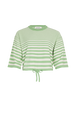 Short-sleeved striped sweater Striped anise/white front view