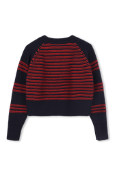 Red-striped sweater Navy back view