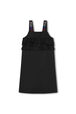 Ruffled poplin dress Black back view