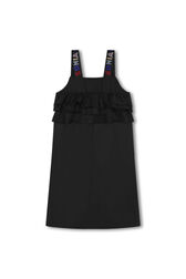 Ruffled poplin dress Black back view