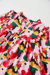 Printed Camo with Ruffle and Cutout Girl Dress Red details view 2
