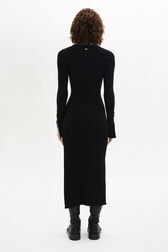 Long-Sleeved Dress with Rhinestone Fastenings Black back worn view