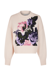 Boxy round-neck sweater Pink front view