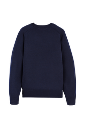 Women Heart Print Sweater Night blue back view