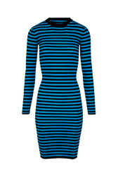 Robe longue chaussette rayée femme Raye noir/bleu de prusse vue de face